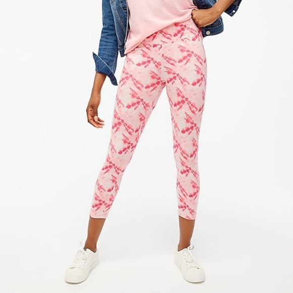 J. Crew Pants - J.Crew tie & dye print crop leggings, medium, pink